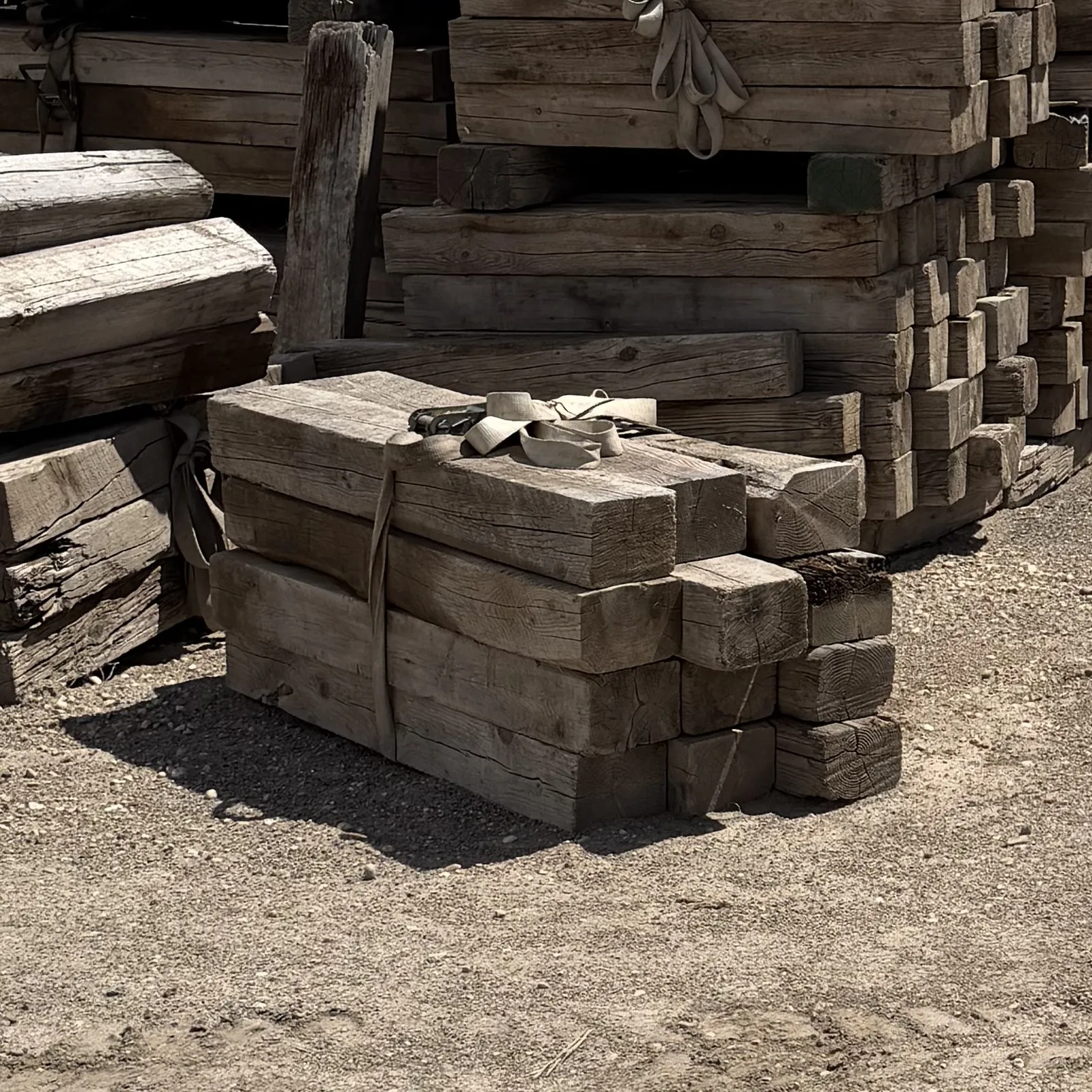 Stacked hardwood timbers