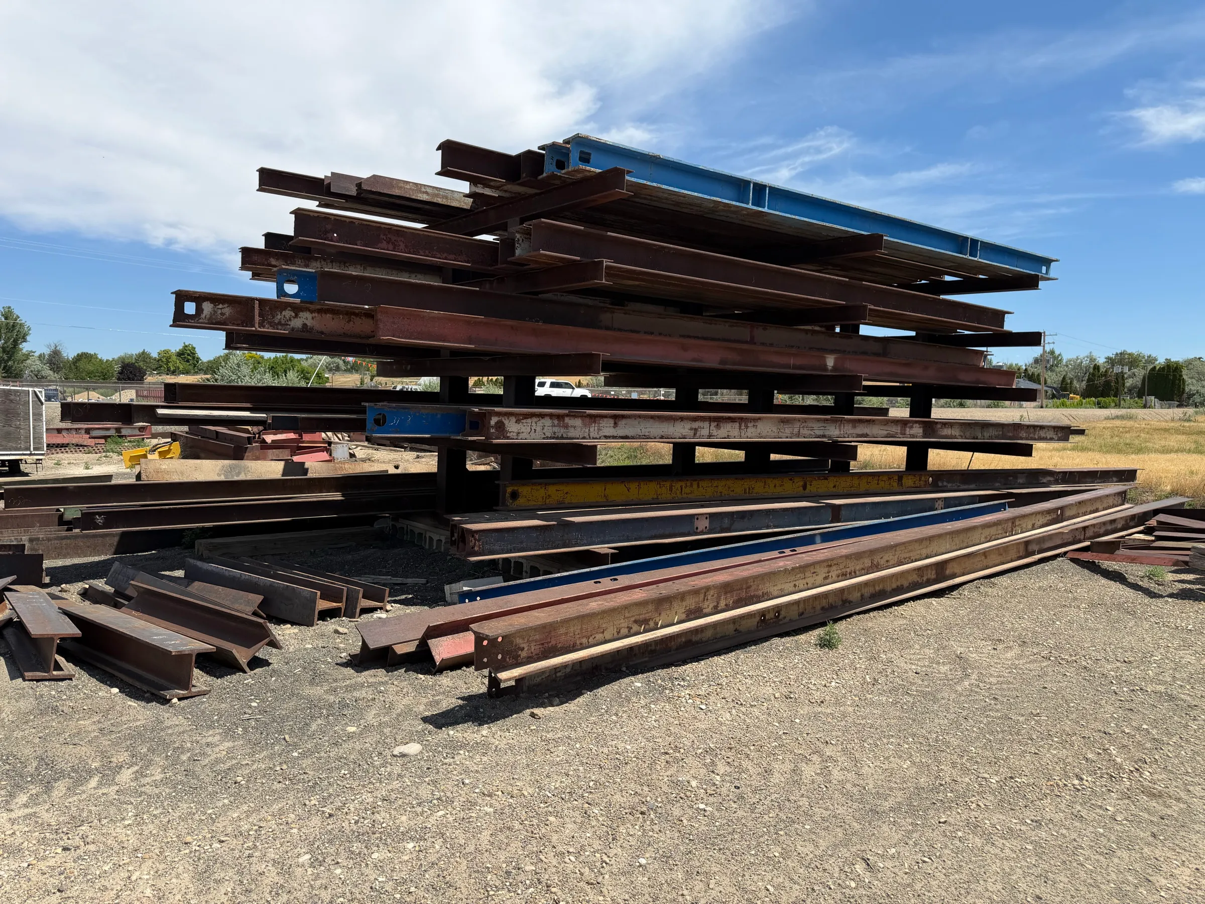 Stacked structural steel I-beams