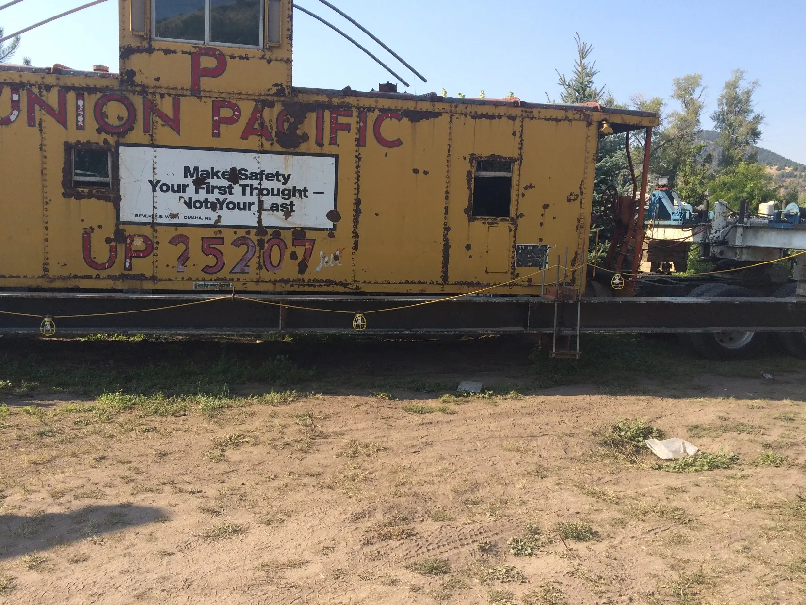 Union Pacific caboose on a trailer