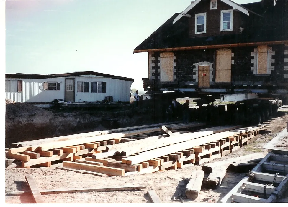 A stone house raised on timbers